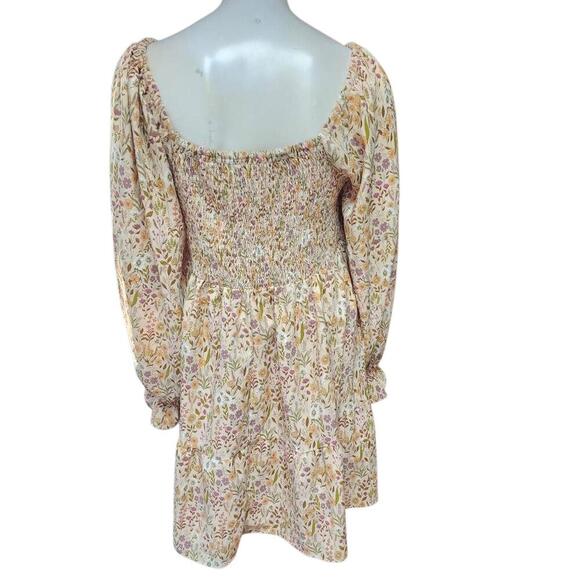 NWT Simply Southern Tan Fields Floral Long Sleeve Babydoll Dress (L) - Picture 5 of 6